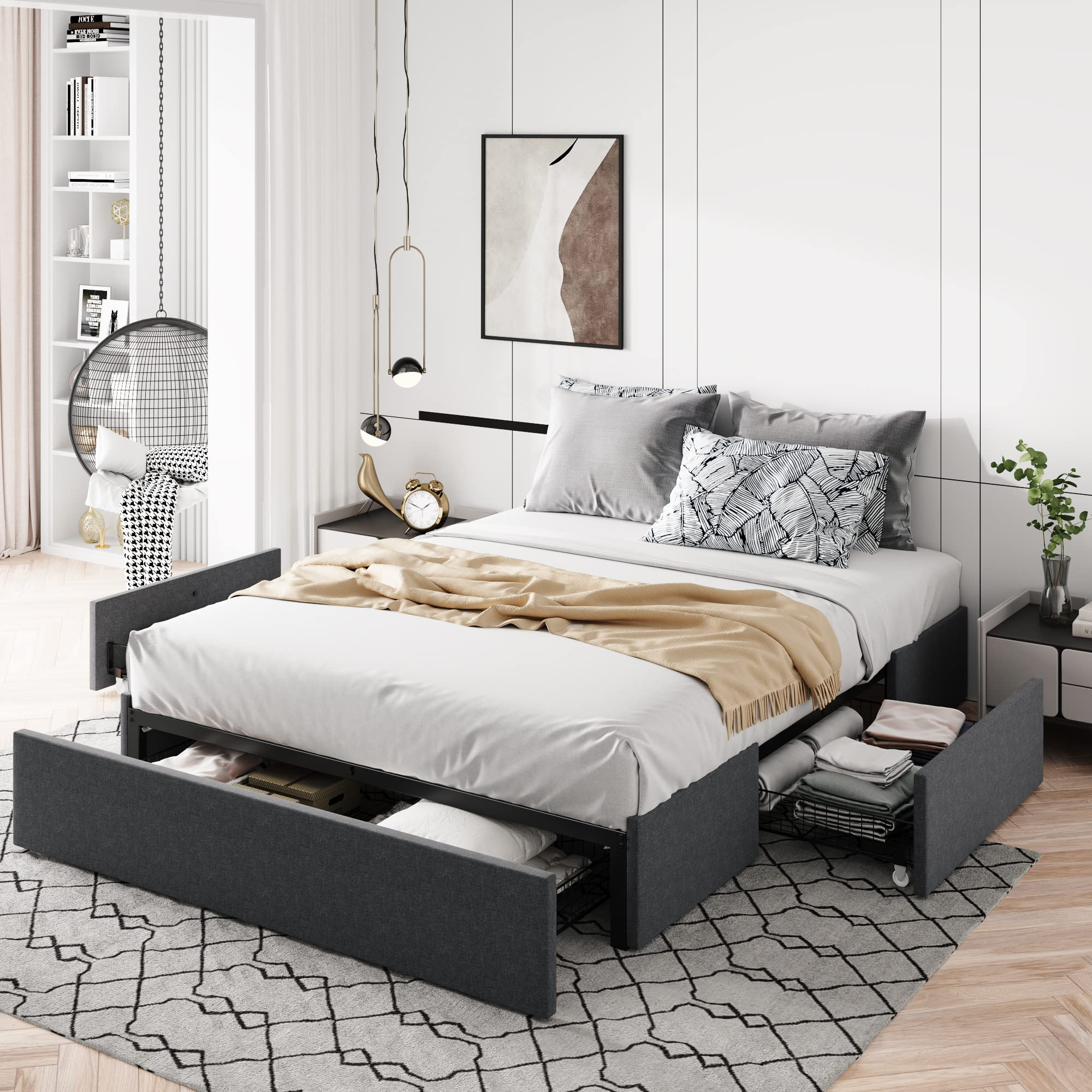 Snapklik.com : Allewie Queen Size Platform Bed Frame inside Platform Bed With Storage Queen Size