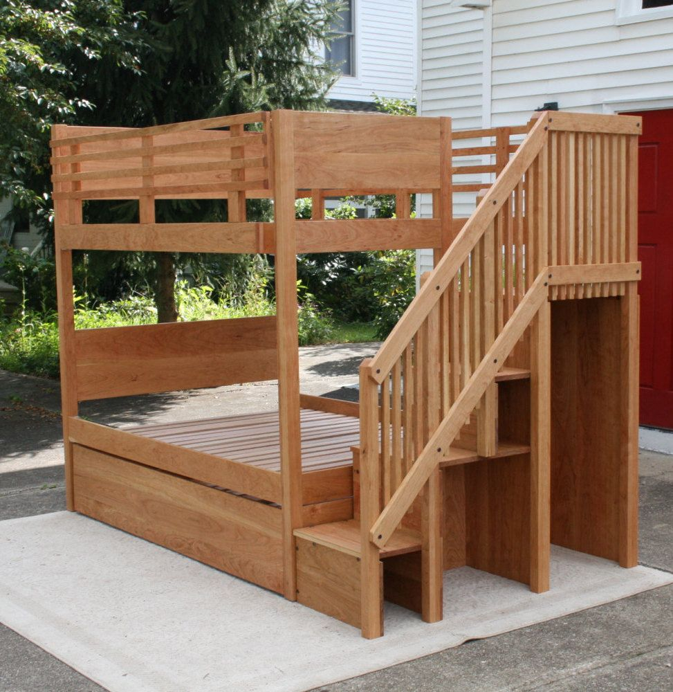 Solid Wood Bunk Beds With Trundle And Stairs At Will Hannah Blog with regard to Solid Wood Bunk Beds With Stairs
