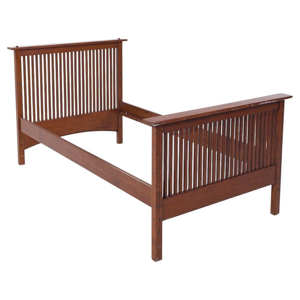 Stickley Style Mission Oak Arts And Crafts Queen Size Bed For Sale At ... with Mission style queen bed frames versus other bedroom furniture styles