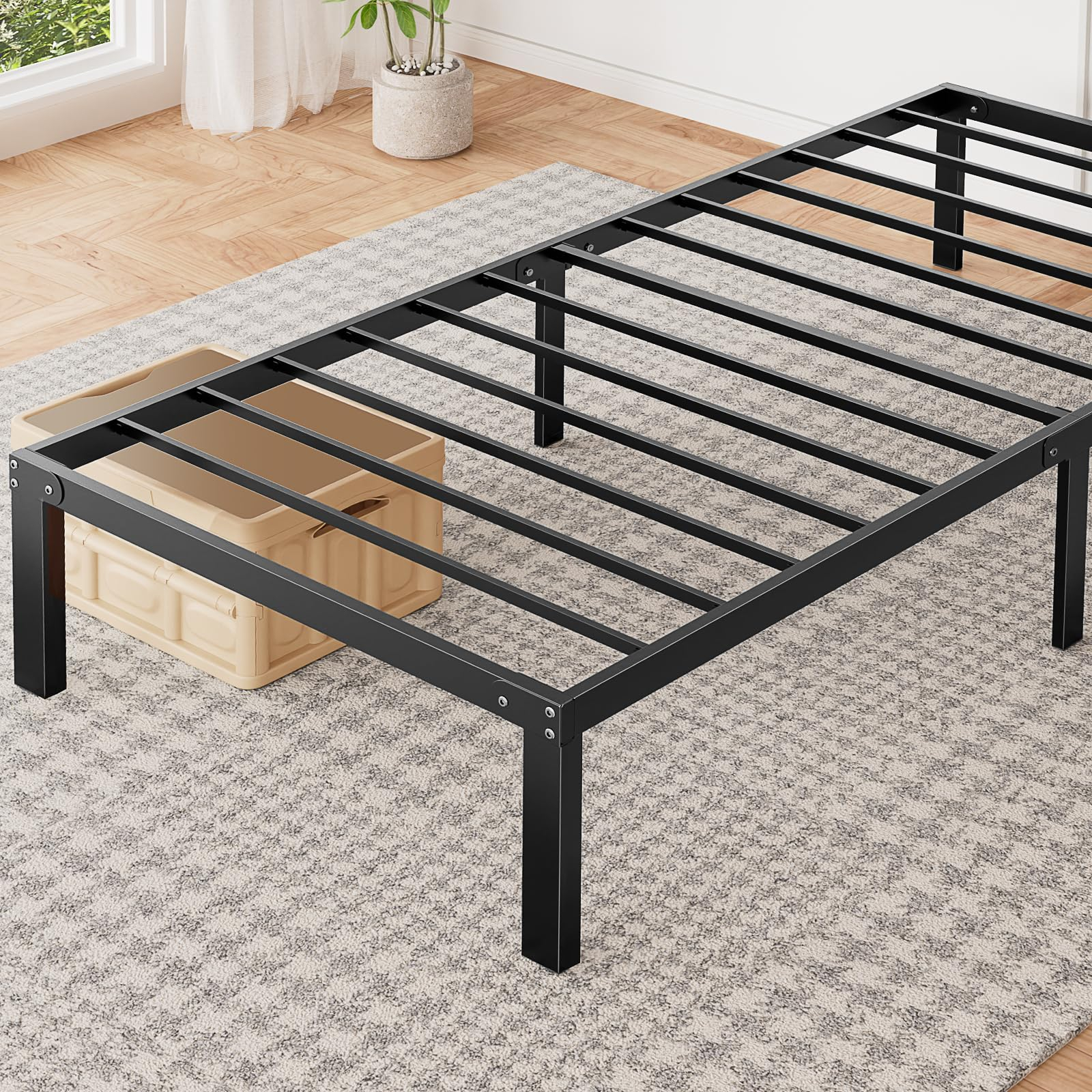 Sweetcrispy Twin Bed Frame - 14 Inches Heavy Duty Metal Platform Bed ... inside Twin Size Metal Bed Frames