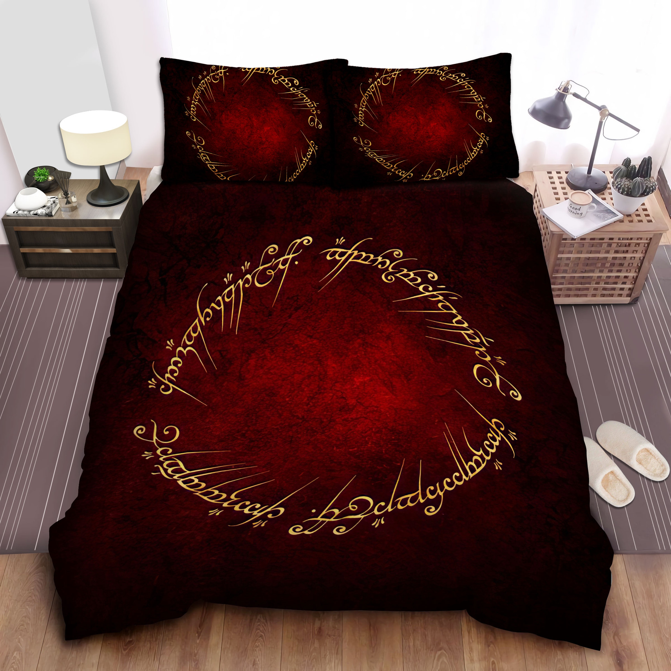 The Lord Of The Ring, Letters On The Ring Duvet Cover Bedroom Sets ... throughout Lord Of The Rings Bed Sheets