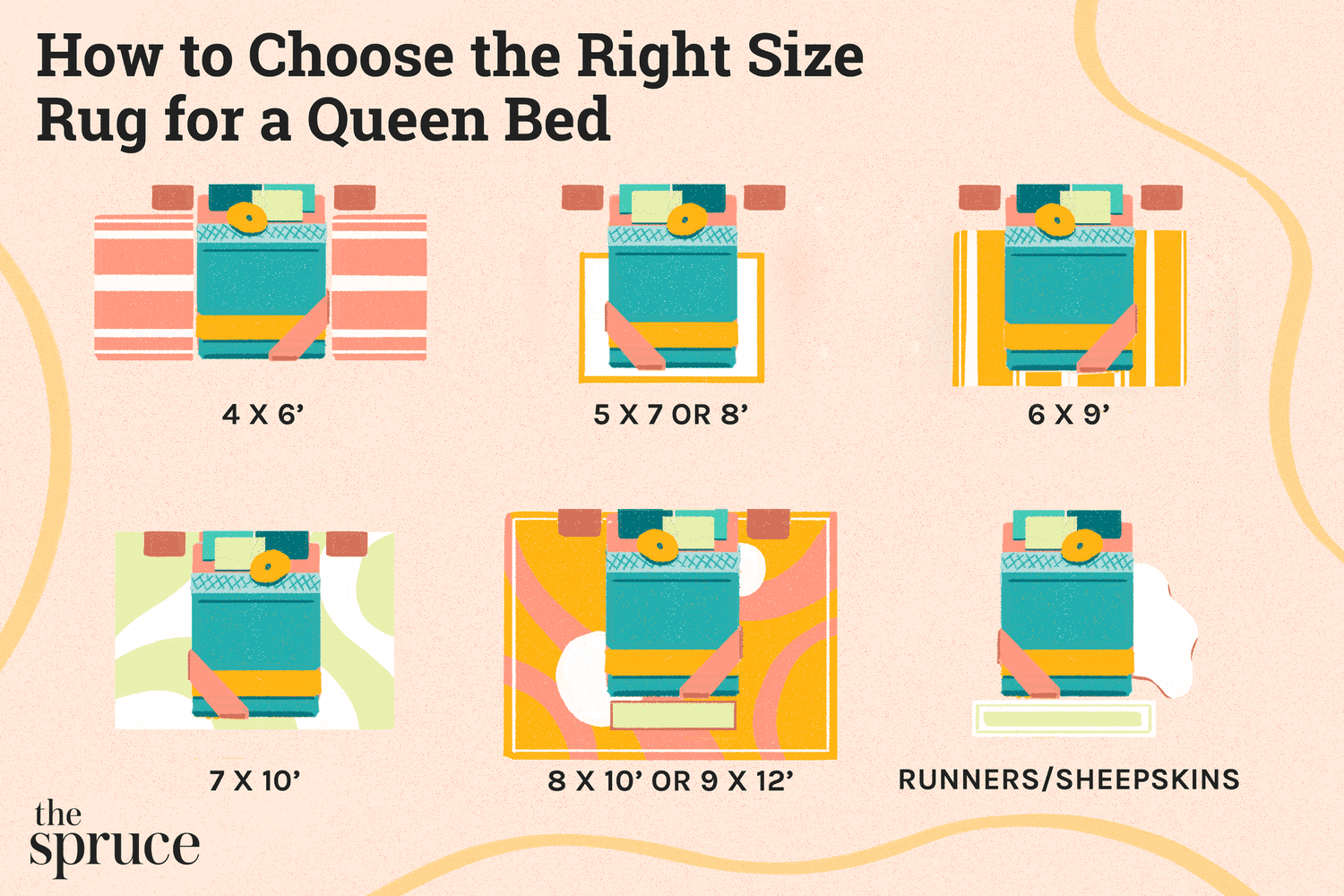 Finding the perfect rug dimensions for your queen bed setup