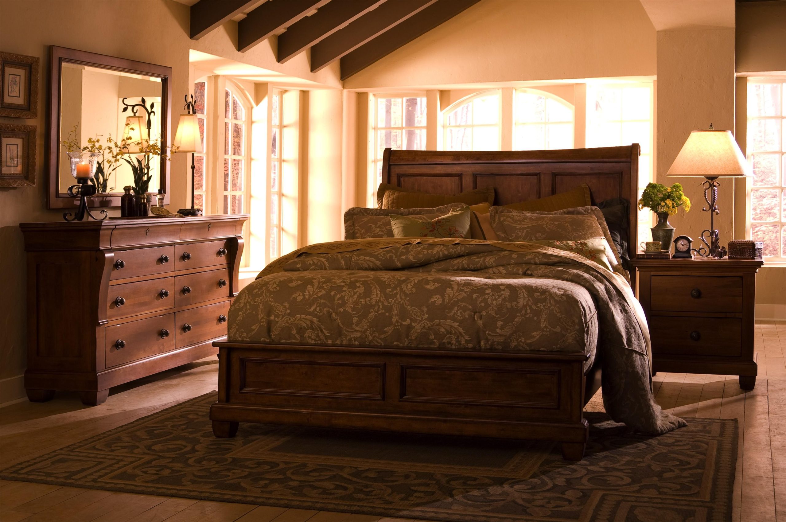 Tuscano King Low Profile Bed With Sleigh Headboard By Kincaid Furniture ... throughout Solid Wood Bedroom Sets King