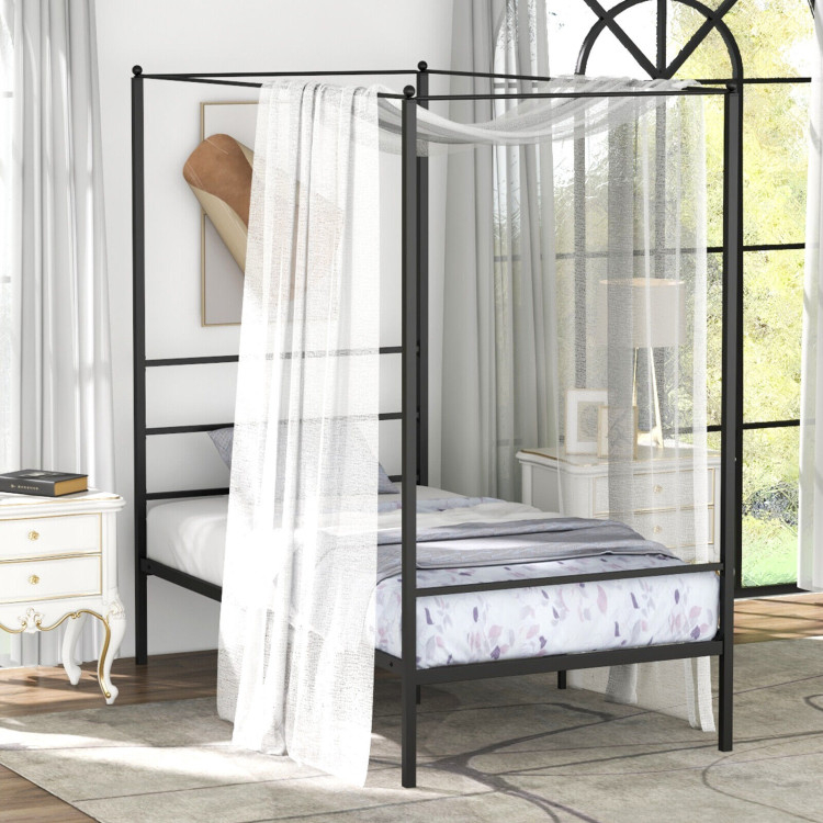 Twin/Full/Queen/King Size Metal Canopy Bed Frame With Slat Support ... for Metal Canopy Bed Frame King