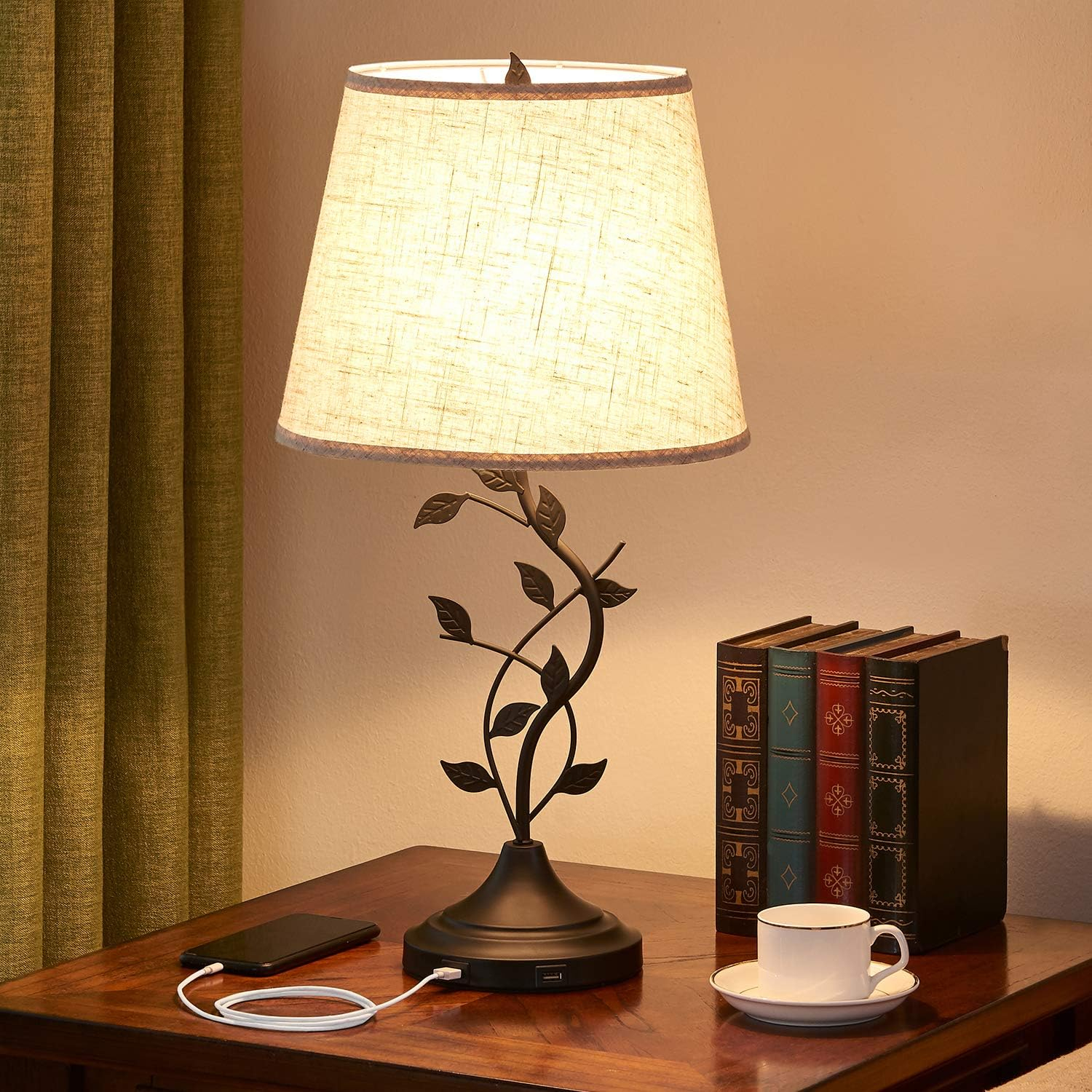 Usb Table Lamp Bedside Lamp With Dual Usb Charging Ports, Kakanuo 25 ... intended for How Bedside Lamps with USB Features Can Transform Your Nightstand Setup