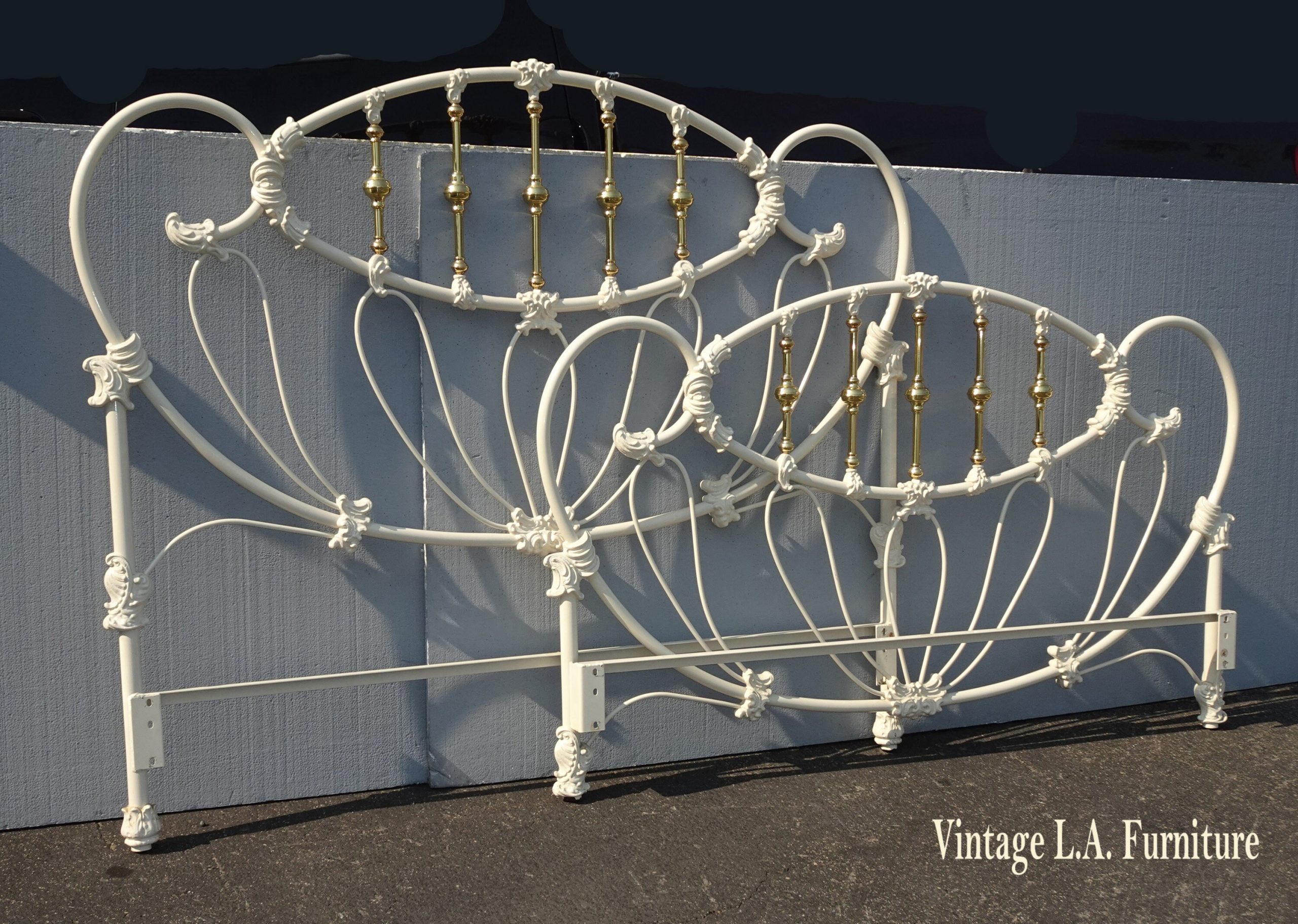 Vintage French Country Iron & Metal White Queen Bed Frame Headboad ... regarding Design trends shaping queen white iron bed frames in contemporary homes