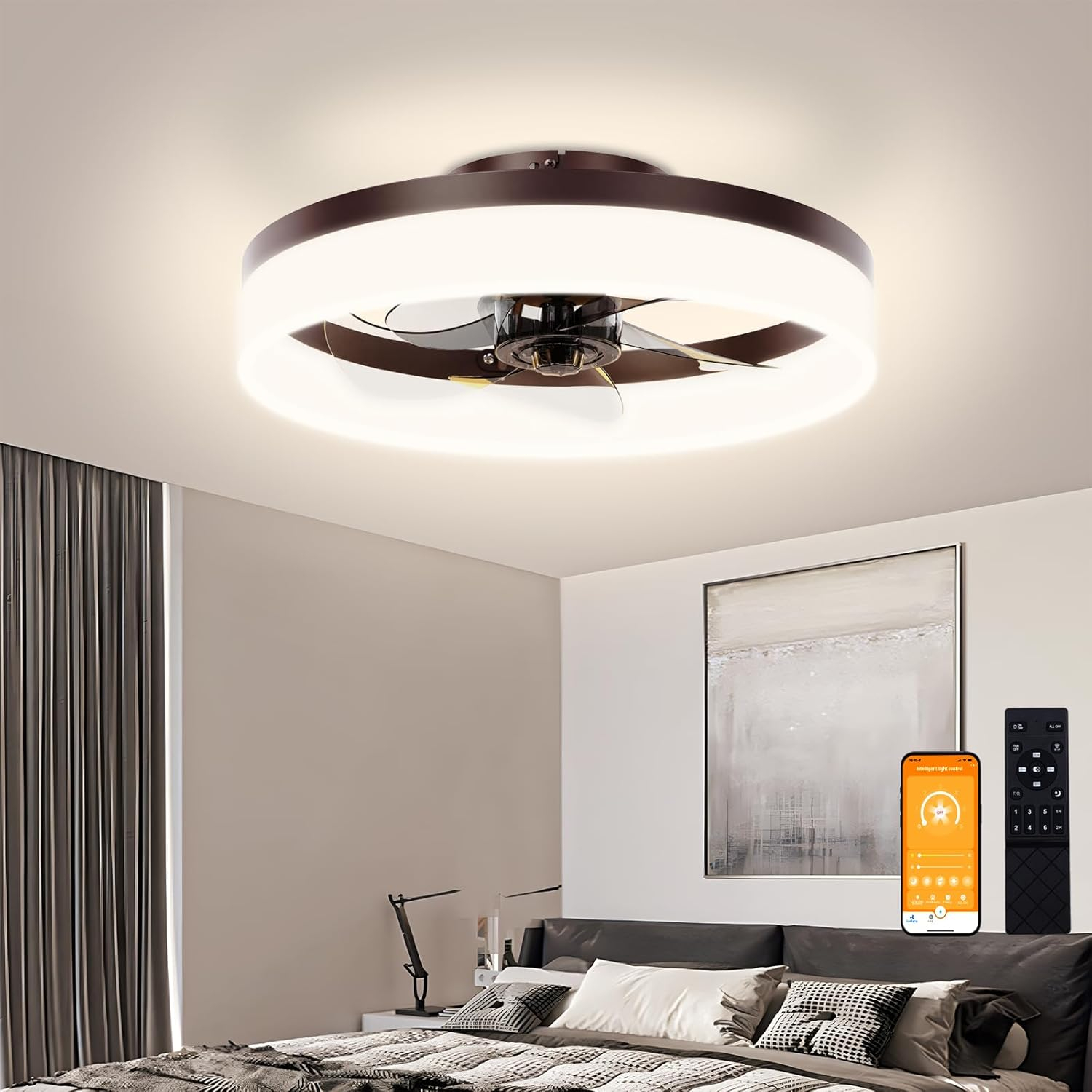 Volisun Low Profile Ceiling Fans With Lights And Remote,15.7In Modern ... intended for Low Profile Bedroom Ceiling Fan
