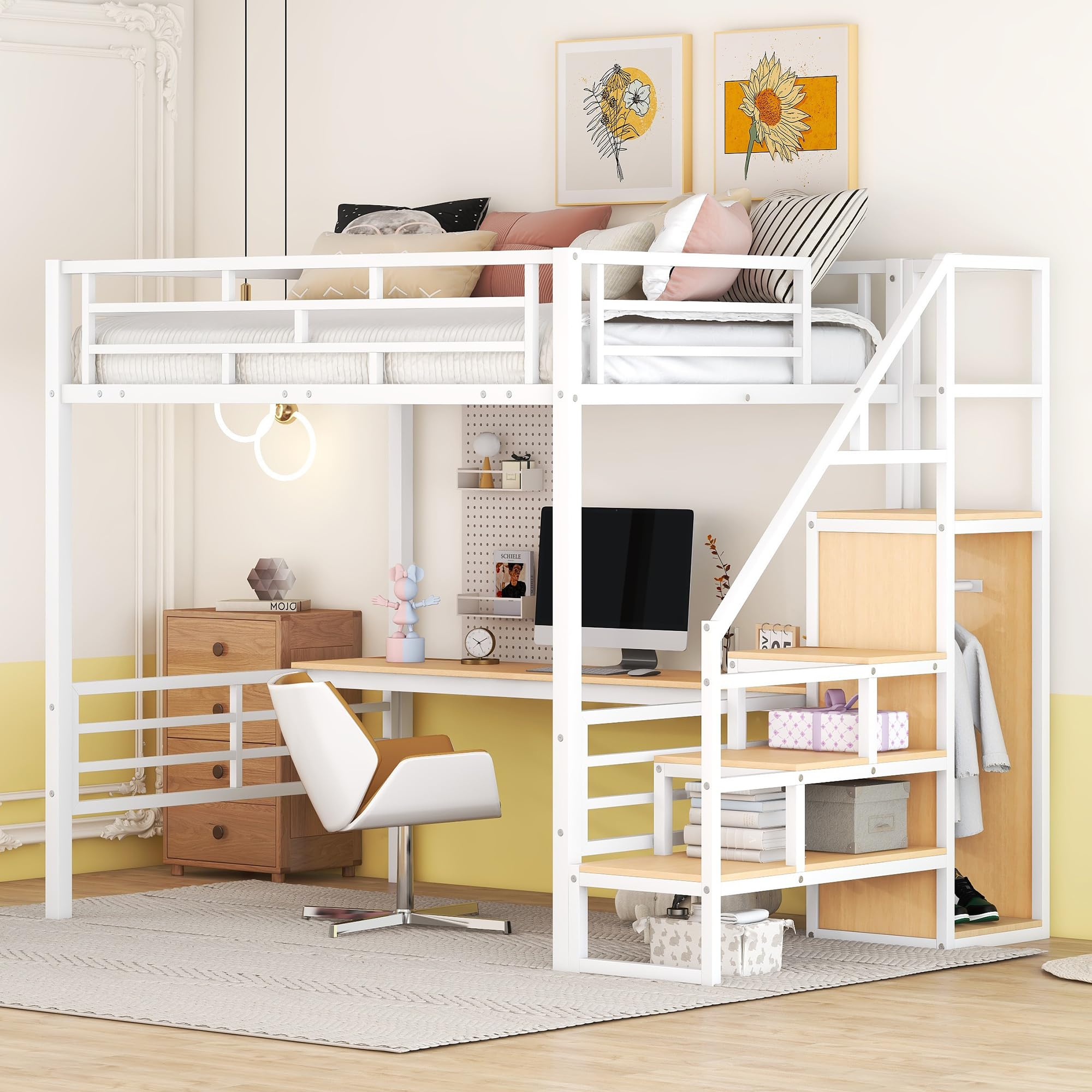 White Full Size Loft Bed With Desk Online intended for White Full Loft Bed With Desk