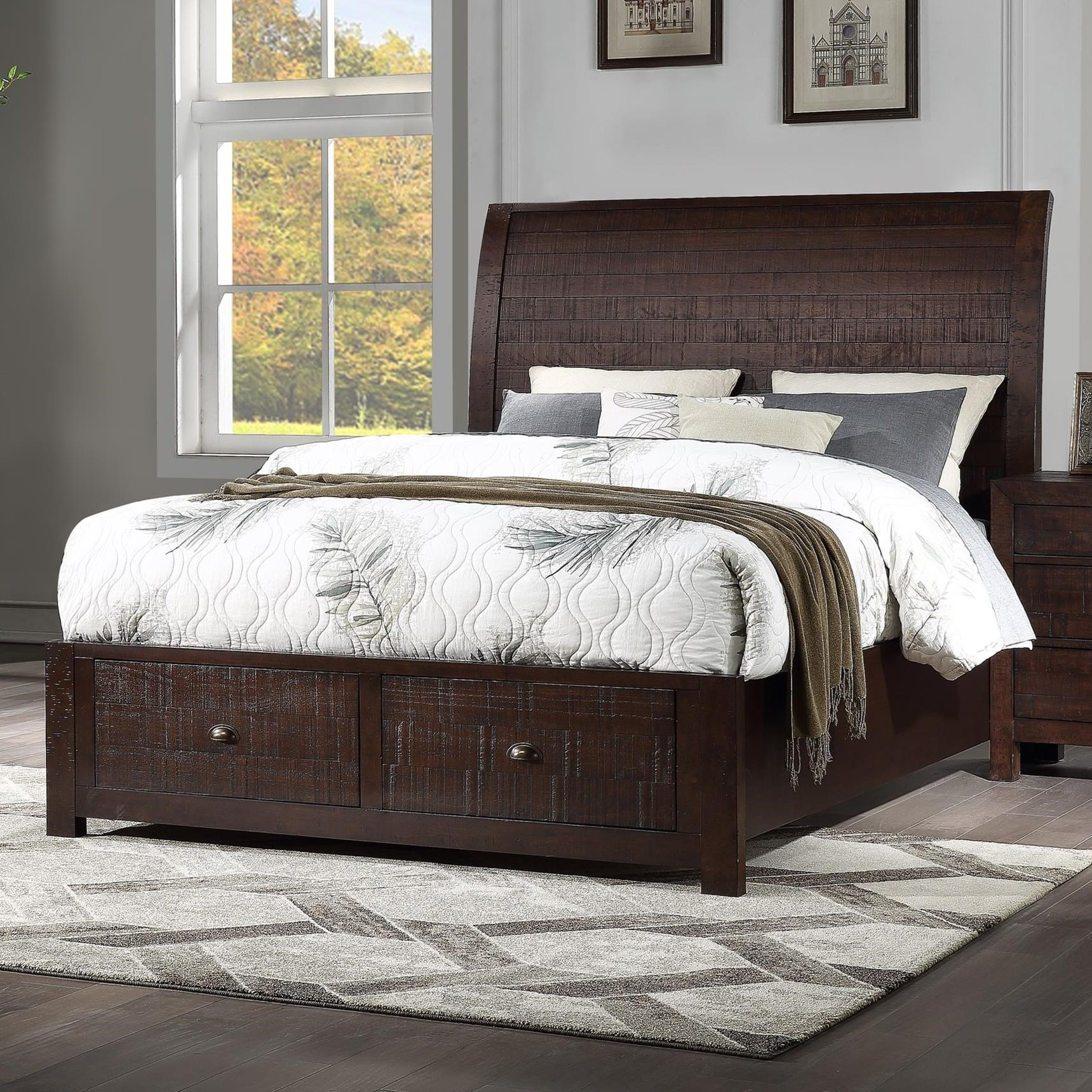 Winners Only Union Queen Storage Sleigh Bed With 2 Footboard Drawers ... for Queen Sleigh Bed With Storage