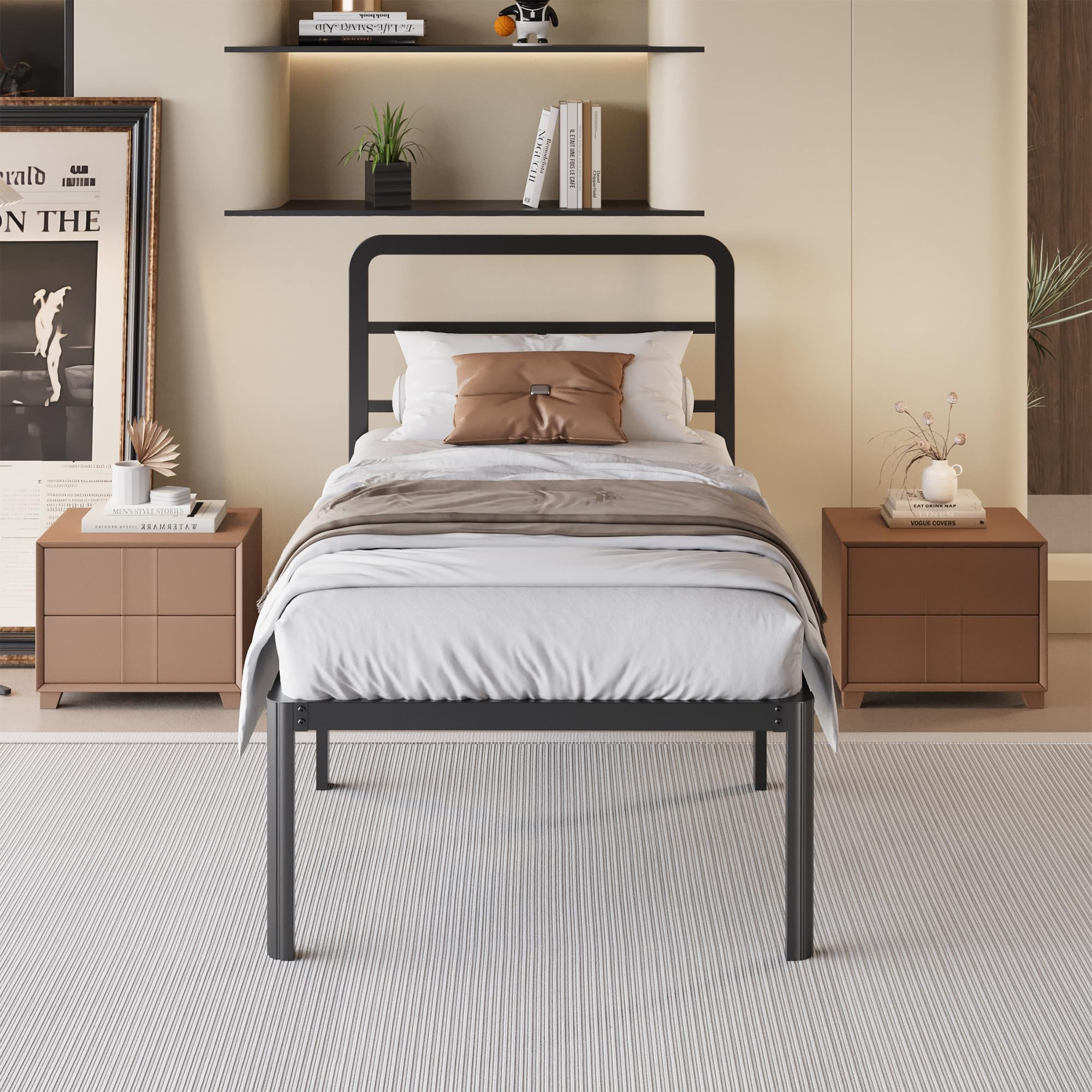 Yicensen 18 Inch Twin Xl Bed Frame With Headboard, Heavy Duty Metal Xl ... with Understanding the durability benefits of metal headboard twin bed frames