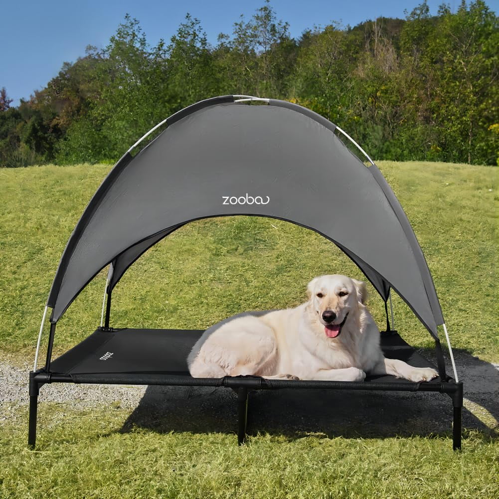 Zooba 50" Elevated Outdoor Dog Bed With Canopy, 2-In-1 Cooling Raised ... in Outdoor Dog Bed With Canopy