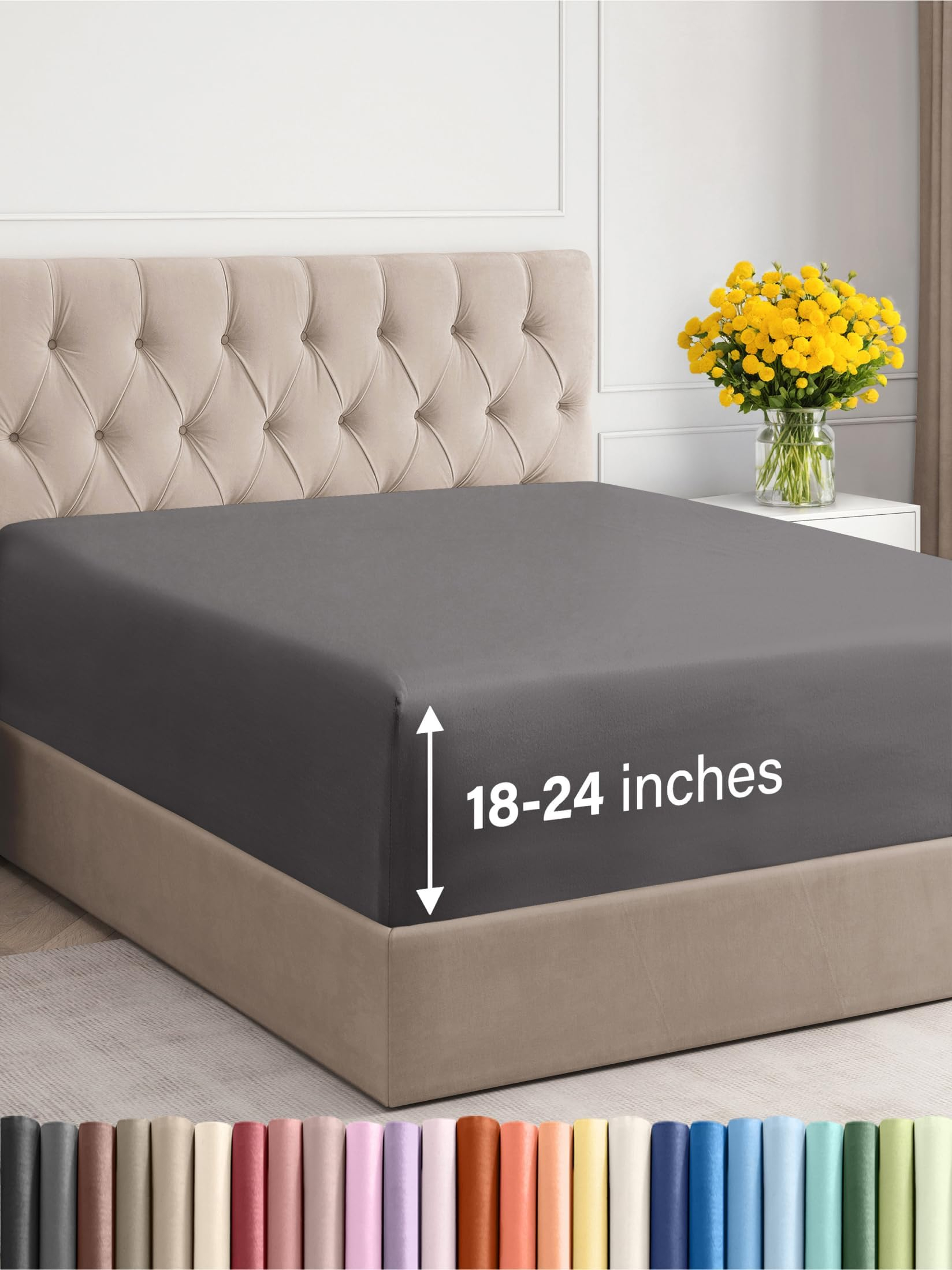 Amazon.com: Extra Deep Pocket Sheets Queen Sheet For Air Mattress ... in Deep Pocket Fitted Sheets For Adjustable Beds