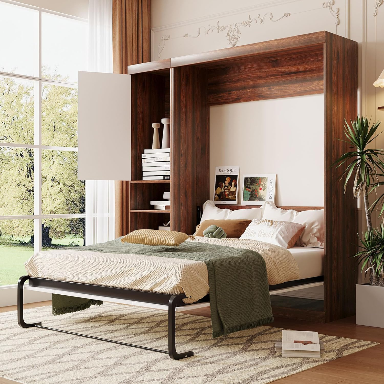 Amazon.com: Favfurish Full Size Murphy Bed,Foldable Cube Cabinet Queen ... for Size Of Queen Murphy Bed