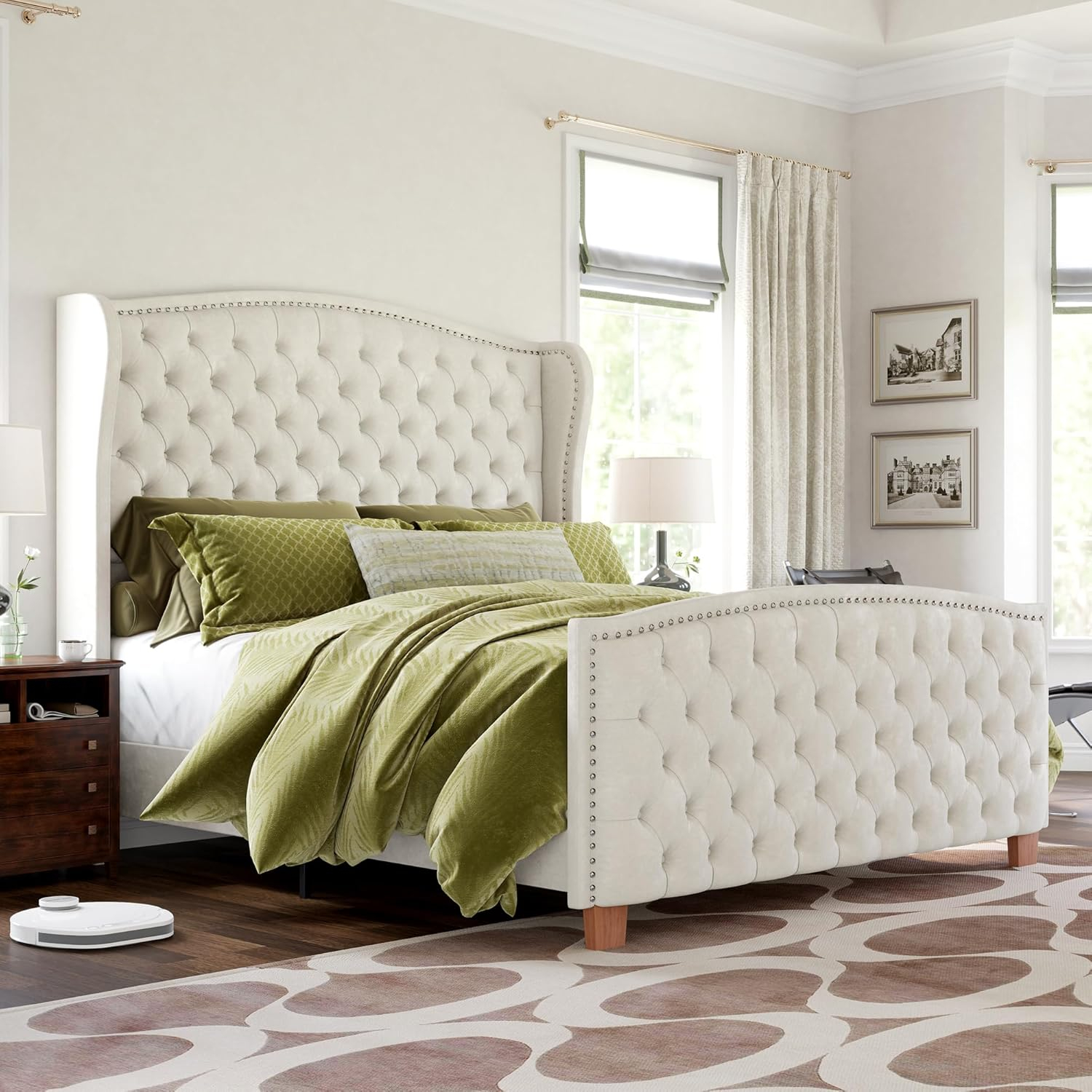 Amazon.com: Luxoak Luxurious King Size Bed Frame With 62" Headboard ... pertaining to King Size Bed Frame Upholstered