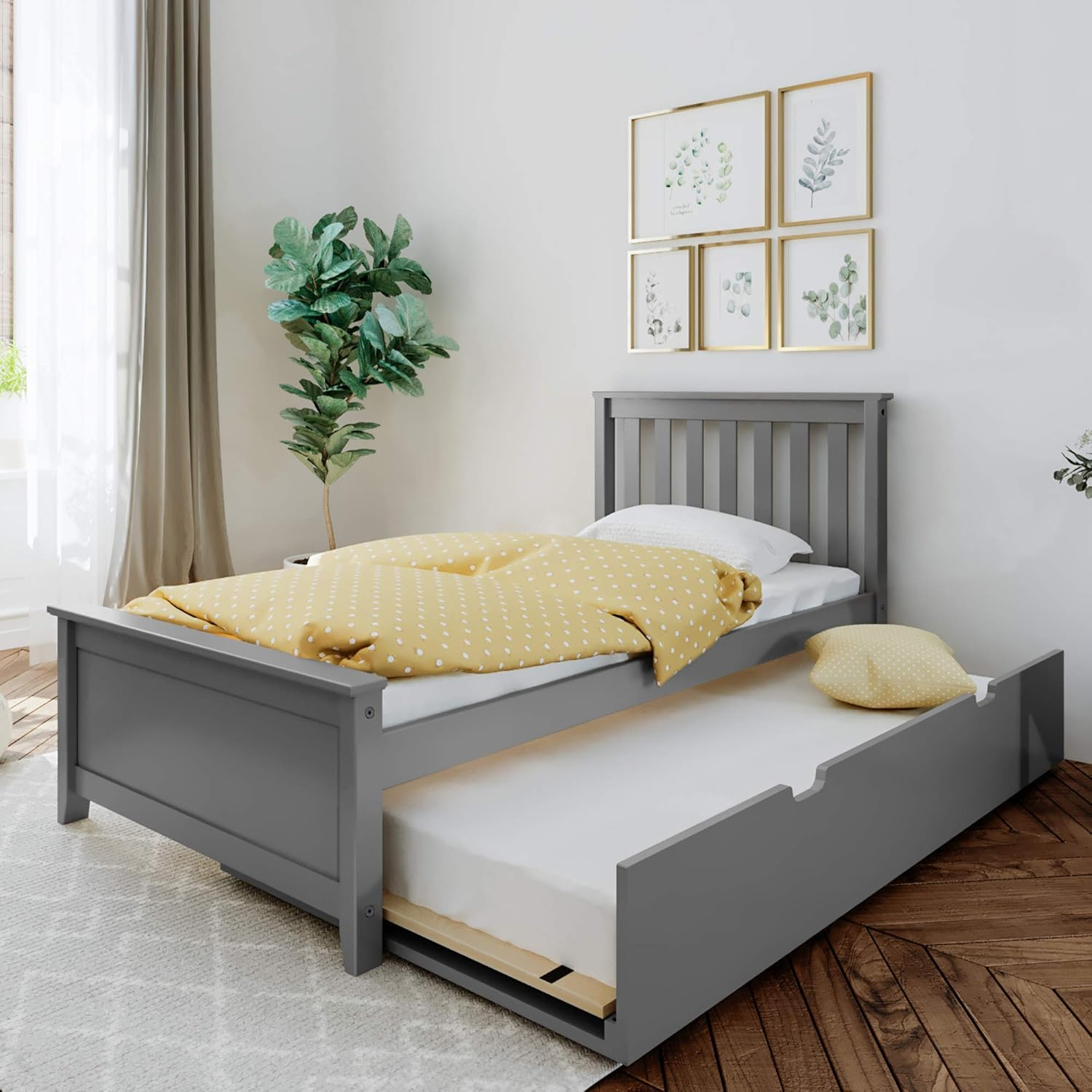Amazon.com: Max & Lily Twin Bed With Trundle, Grey : Everything Else intended for practical storage benefits found in a max and lily twin bed