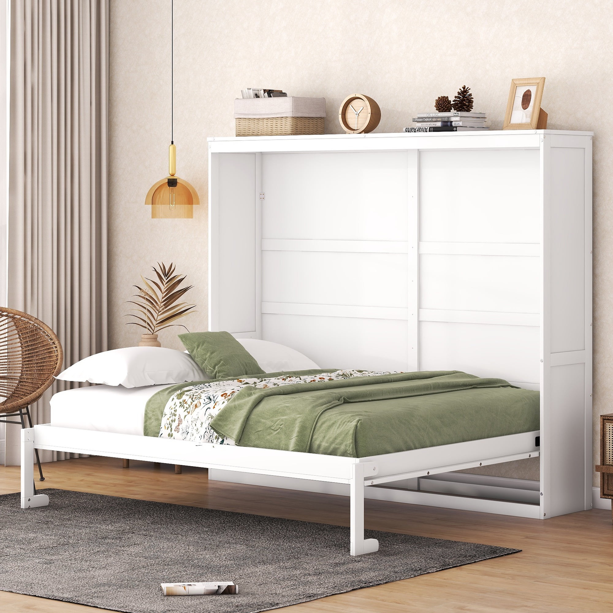 Bellemave Queen Murphy Bed Frame, Foldable Cube Cabinet Queen Size ... pertaining to Size Of Queen Murphy Bed