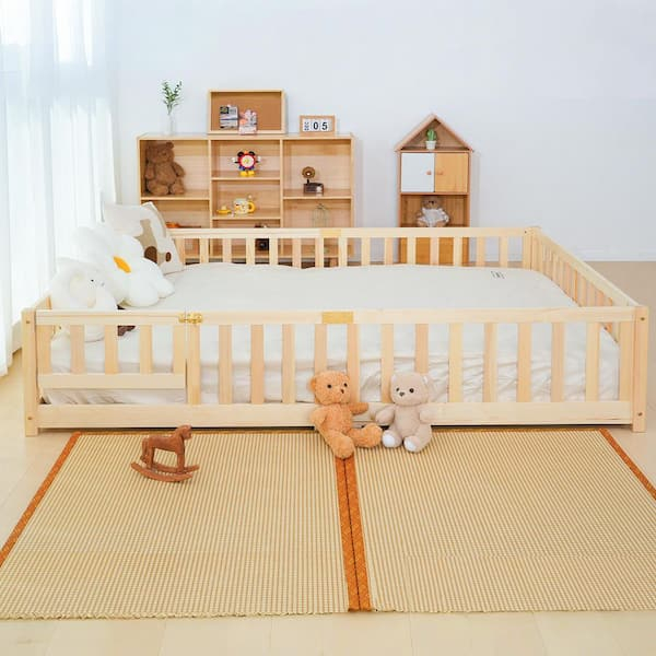 Boztiy Full Toddler Floor Bed Montessori Floor Bed With Rails And ... inside Why Montessori floor beds with extra high rails are changing how we transition from cribs