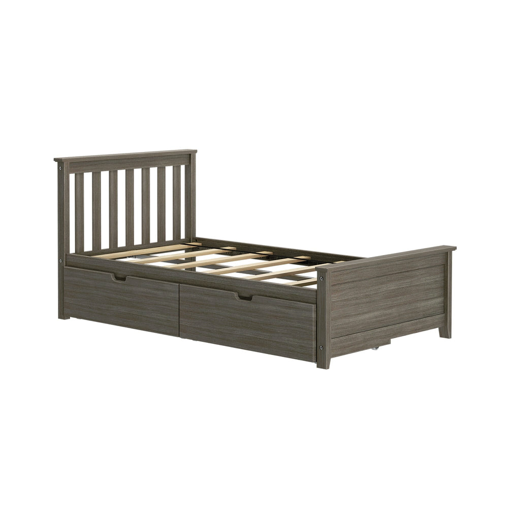 Max & Lily Twin Bed With Slatted Headboard And Storage In Clay inside Max And Lily Twin Bed