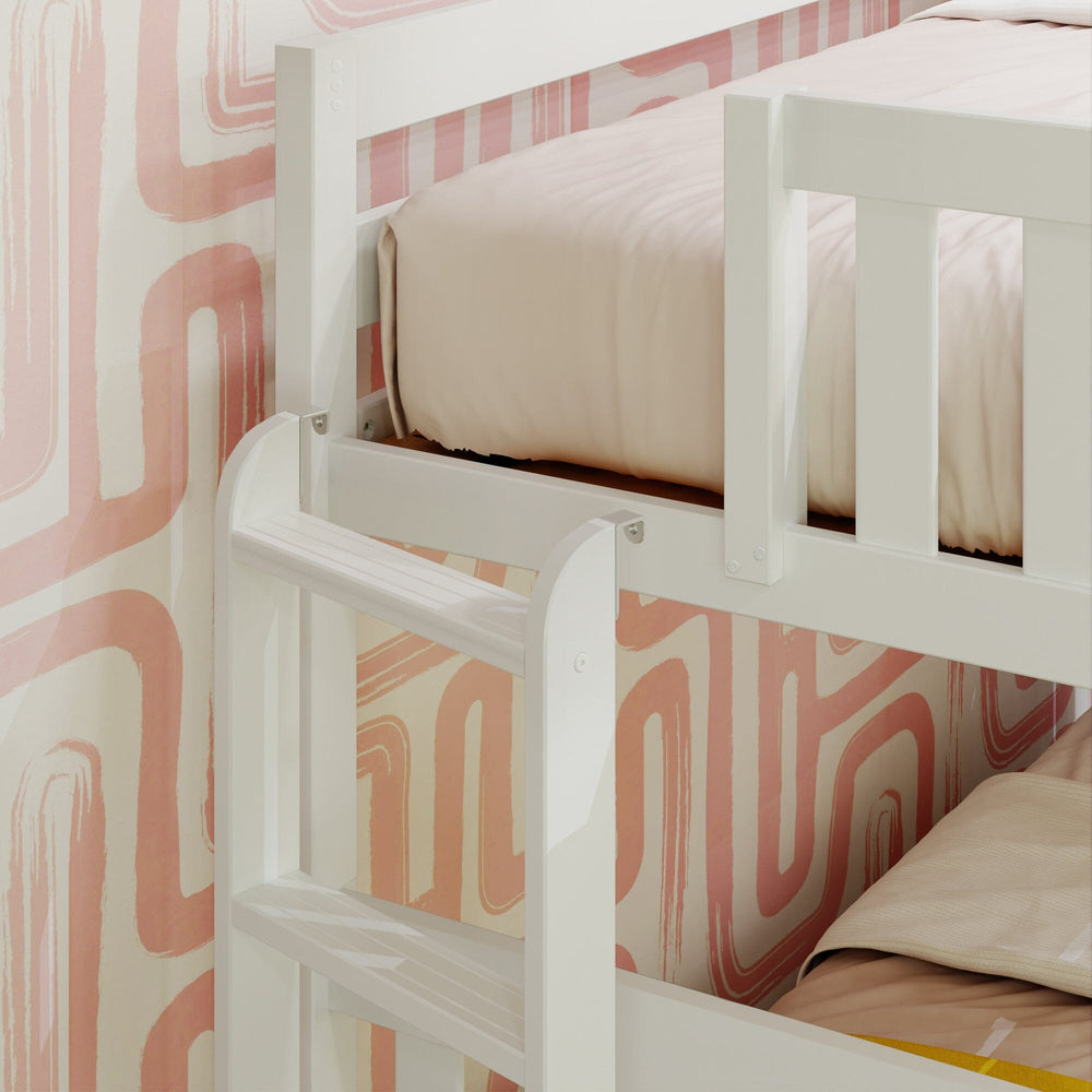 Max & Lily Twin Over Full Bunk Bed In White, Solid Wood intended for practical storage benefits found in a max and lily twin bed