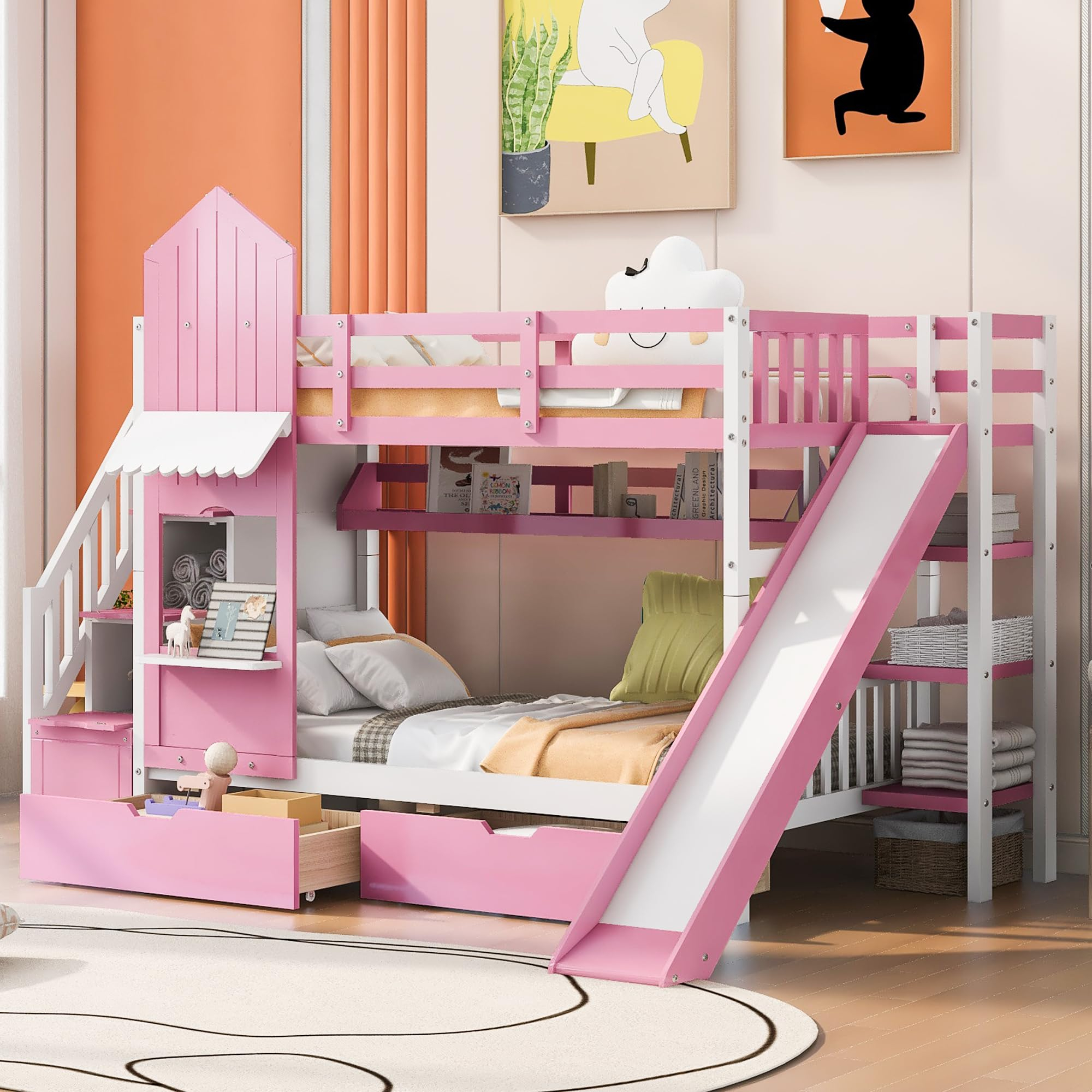 Princess Loft Bed With Slide Princess Castle Bed With Slide | Stepini for Princess Bed With A Slide