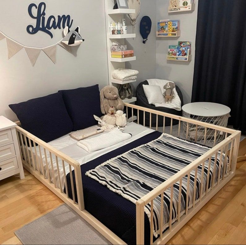 Toddler Bed With Rails Toddler Floor Bed Floor Bed Kids Etsy – Artofit within Why Montessori floor beds with extra high rails are changing how we transition from cribs