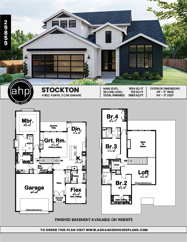 4 Bedroom 1.5 Story Modern Farmhouse Style Plan With Open Floor Plan ... in Turning Attic Space into Cozy Bedrooms with 1.5 Story Layouts