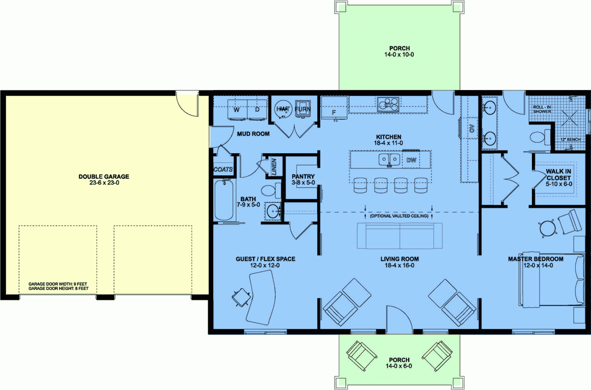 House Plan 80525 - Ranch Style With 1232 Sq Ft, 2 Bed, 2 Bath ... intended for What to Know Before Choosing a Ranch Plan With Two Master Baths
