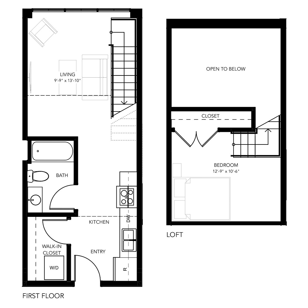1 Bedroom Floor Plans | May Hosiery Lofts inside How to maximize vertical space in a compact one bedroom loft layout