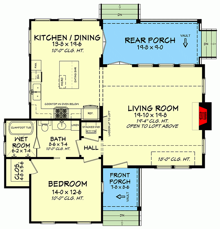 1 Bedroom With Loft Floor Plans One Bedroom House Plans 21X21 Feet pertaining to How to maximize vertical space in a compact one bedroom loft layout