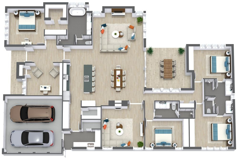 4 Bedroom House Plan Examples within How to Design an Affordable Four Bedroom Layout Without Wasting Valuable Square Footage