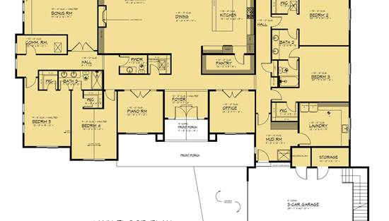 6 Bedroom Luxury Transitional Rambler Style House Plan 6727 - Plan 6727 pertaining to 5 Bedroom Ranch House Floor Plans