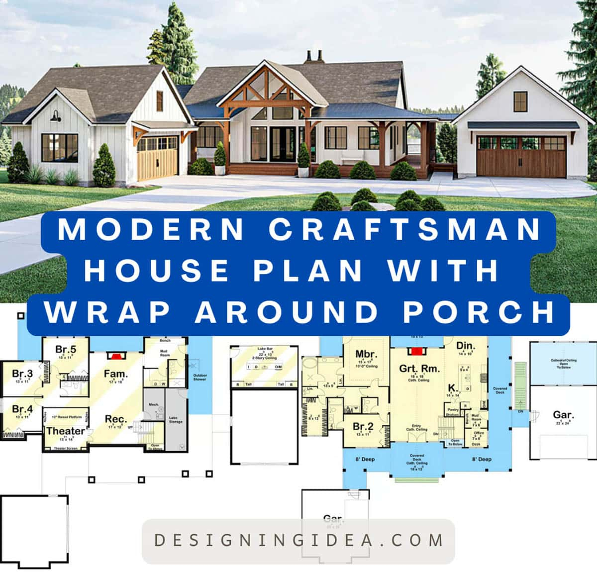 Modern Craftsman House Plan With Wrap Around Porch in How a wrap around porch transforms the energy efficiency of ranch style houses