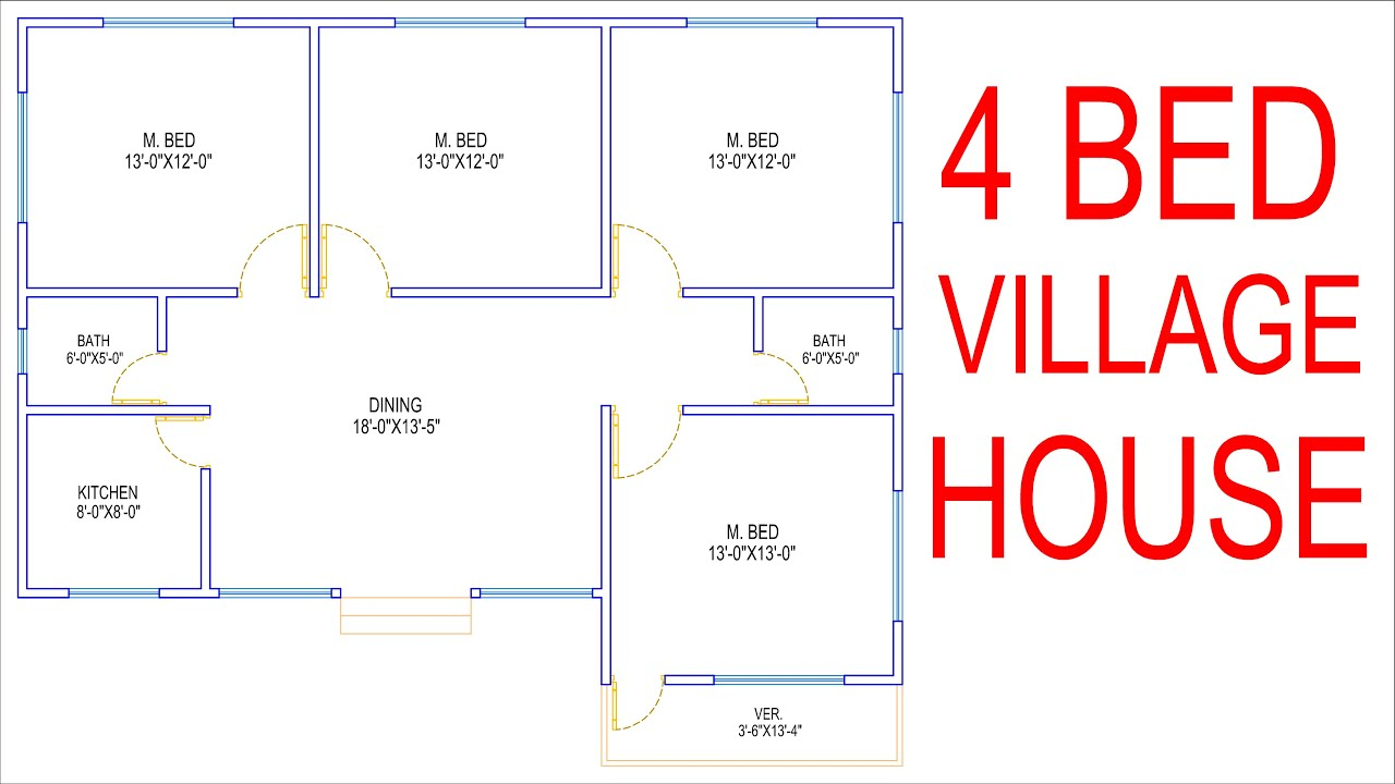 Simple House Plan With 4 Bedrooms for Simple 4 Bedroom House Designs