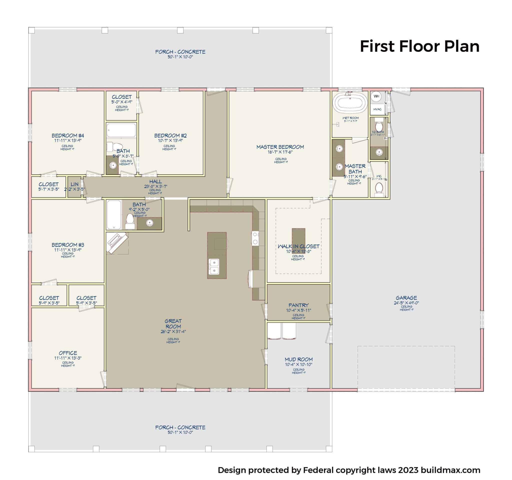The Best 5 Bedroom Barndominium Floor Plans inside 5 Bedroom Ranch House Floor Plans