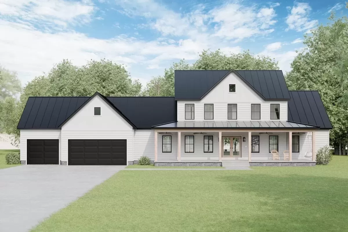 2-Story Modern Farmhouse Under 2400 Square Feet With Expansive Front ... for 2400 Sq Ft Floor Plans