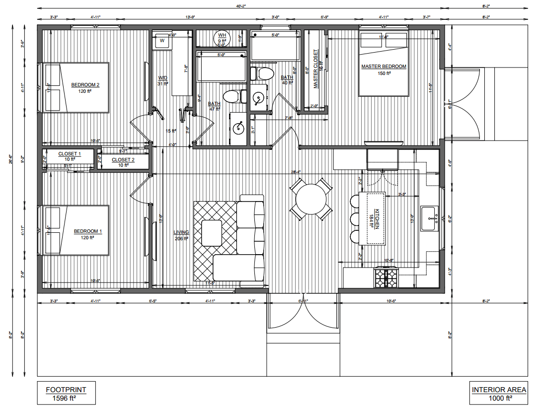 3 Bedroom 1000 Sq Ft Plan inside Adu Floor Plans 1000 Sq Ft