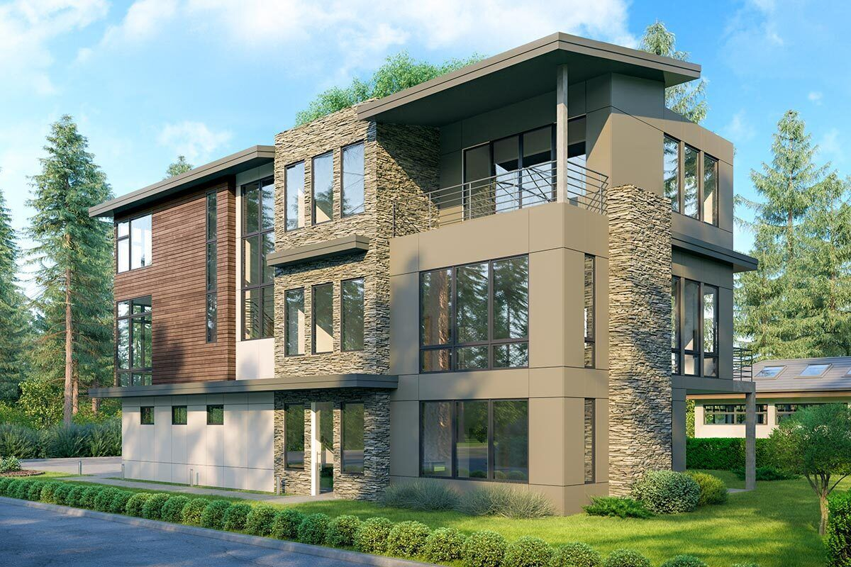 3-Story Modern House Plan With Prep Kitchen And Bedrooms On Every Floor ... with Building Upward How Three Story House Designs are Transforming Modern Urban Living