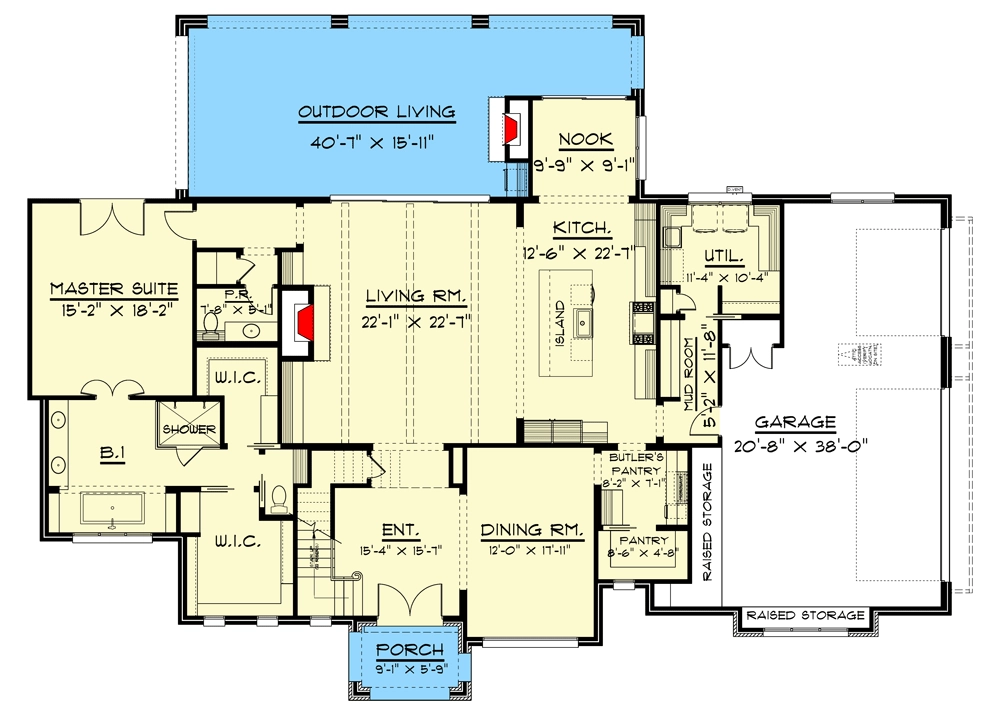 4-Bed 4000 Square Foot Transitional Home Plan With Painted Brick ... in 4 000 Square Foot House