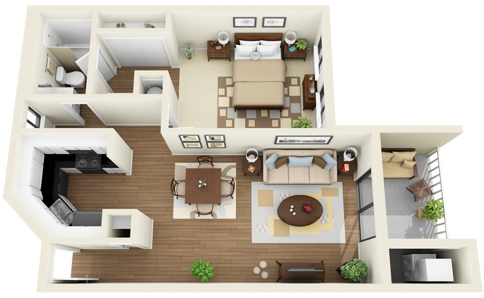 50 One “1” Bedroom Apartment/House Plans | Architecture & Design throughout Designing a One Bedroom Home That Actually Feels Spacious and Open