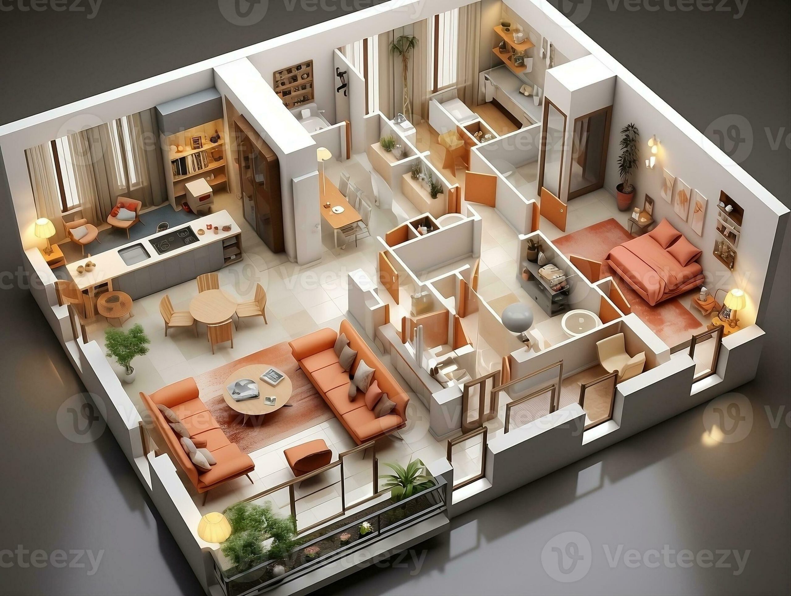 Ai Generated 3D Floor Plan Of An Open Concept Living Apartment Layout ... in Designing a One Bedroom Home That Actually Feels Spacious and Open