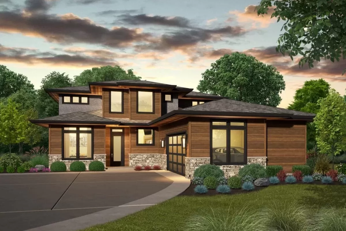 Modern Prairie-Style House Plan Under 2400 Square Feet With Flex Room ... within 2400 Sq Ft Floor Plans