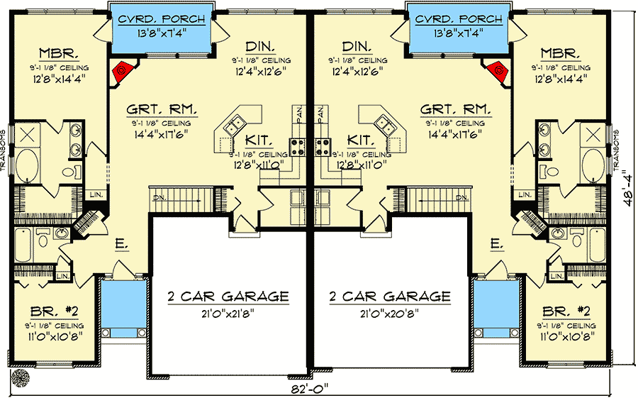 Plan 89295Ah: Duplex Home Plan With European Flair | Duplex House Plans ... in 3 Bed Duplex House Plans