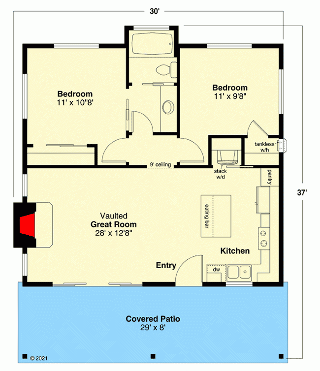 Single-Story 2-Bedroom Contemporary Cottage House With Master Suite ... regarding What to Consider Before Choosing a Single Story Two Bedroom Cottage Layout