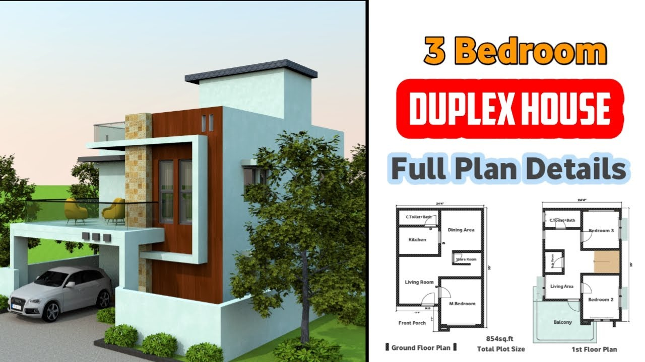 Three Bedroom Duplex Floor Plans with 3 Bed Duplex House Plans