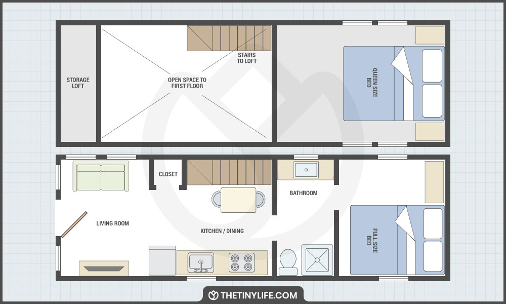 2 Bedroom Floor Plans Tiny House Inside regarding 2 Bedroom Tiny House Interior