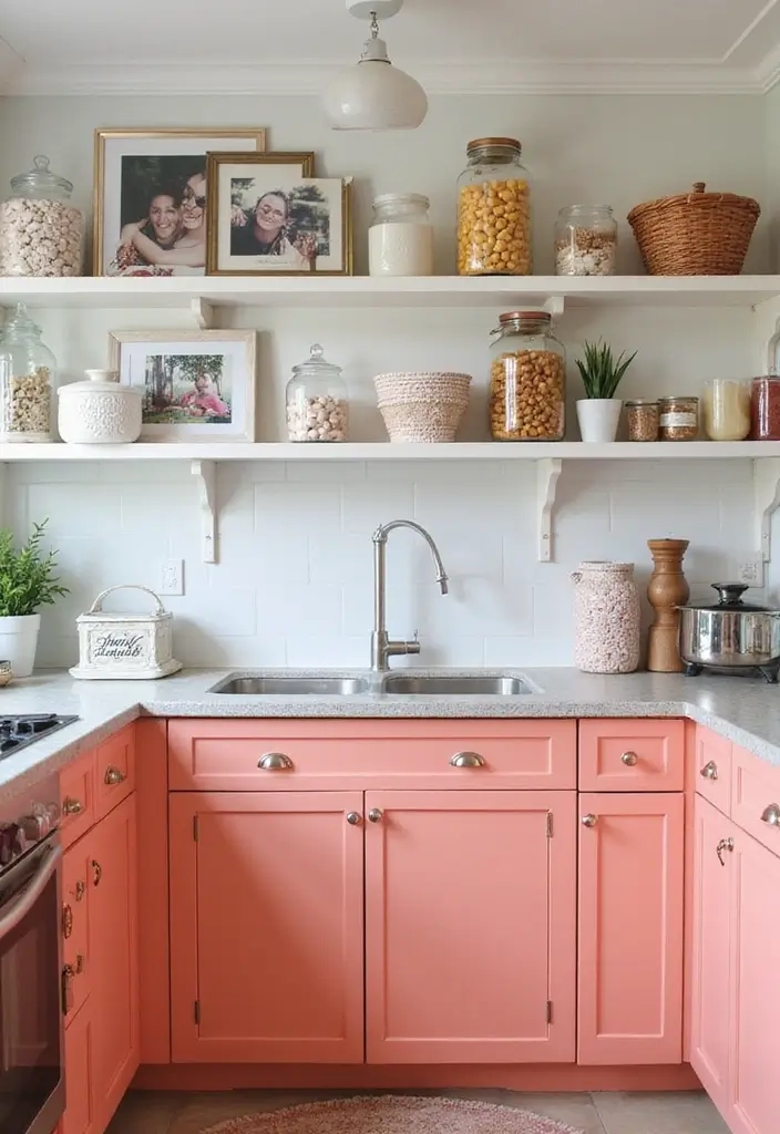 21 Stunning Custom Coral-Toned Kitchen Cabinets With Statement ... with How To Decorate With Vintage Plates