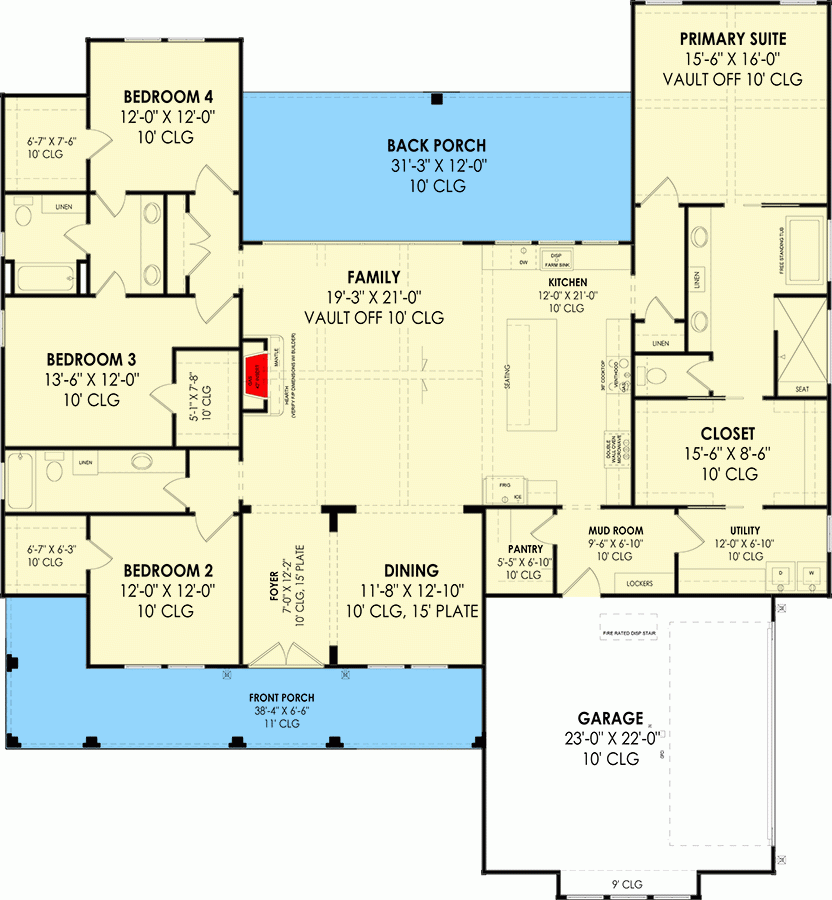 4-Bedroom Single-Story New American Farmhouse With Open Concept Living ... regarding 4 Bedroom Floor Plans 1 Story