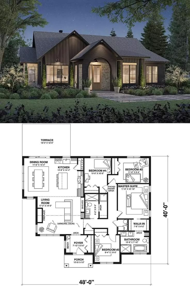 Cottage Style 4-Bedroom Loghan Home With Open-Concept Living (Floor ... with What architects wish everyone knew before drafting a compact four bedroom floor plan