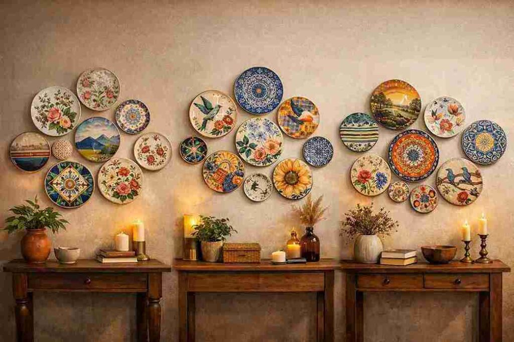 Seveny Elegant Ways to Turn Decorative Plates Into Wall Art
