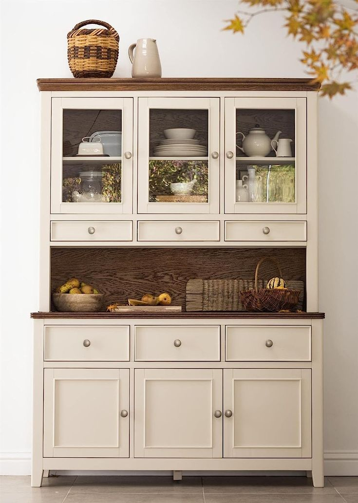 Statement Furniture Queensbury Large Display Cabinet With Oak Tops ... inside From Kitchen Cupboards to Statement Walls The Art of Displaying Vintage Dishware